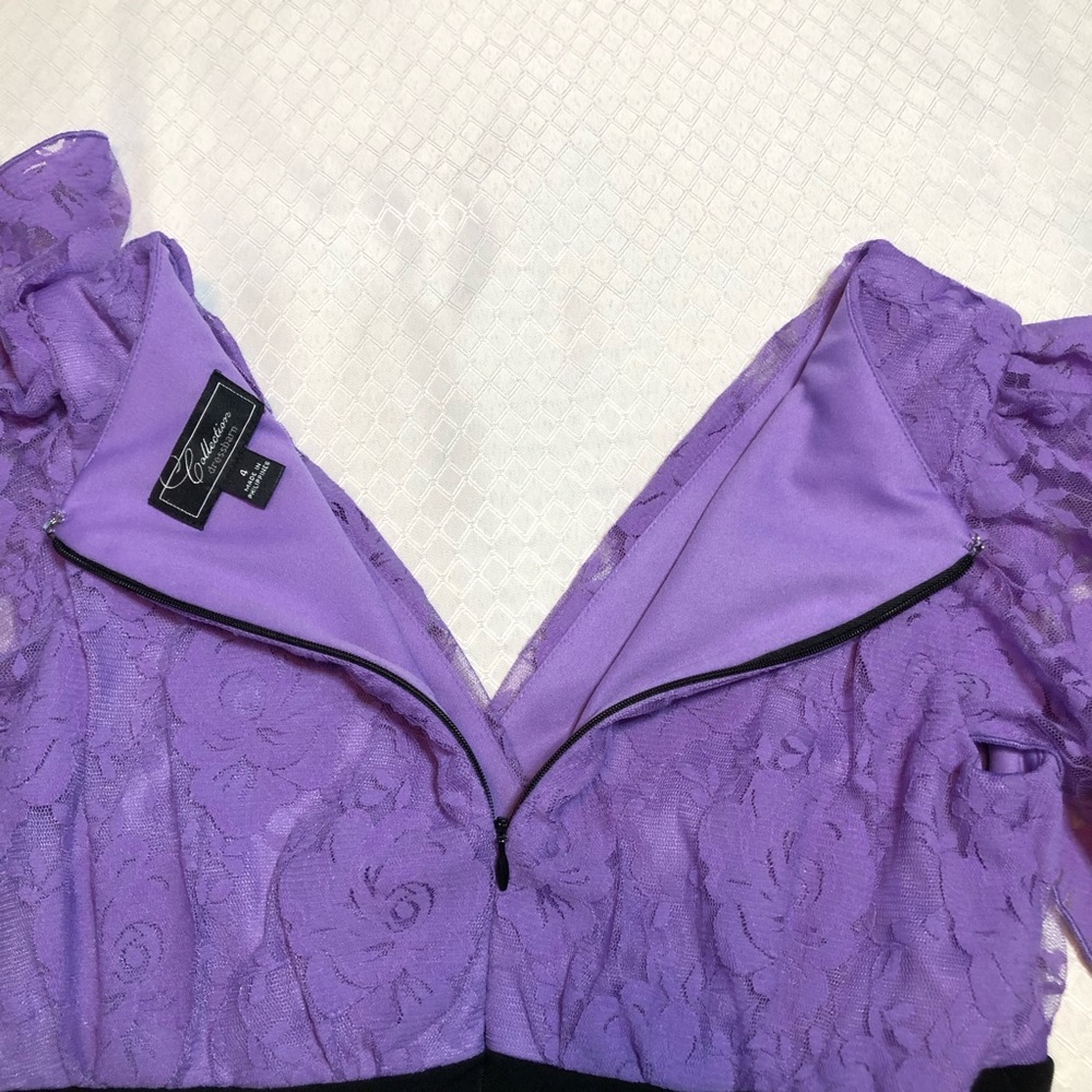 Dressbarn Lilac Lace Bodice Dress Size 4 - Picture 12 of 14